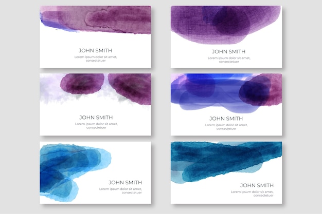 Watercolor colorful stains business card template