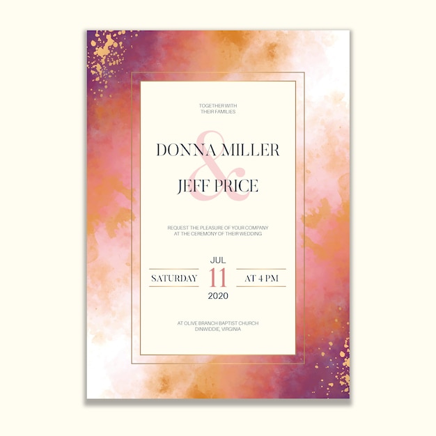 Watercolor Colorful Washes Wedding Invitation