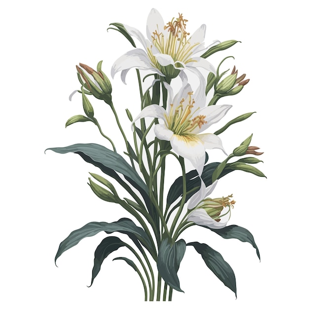 Watercolor Columbia Lily Clipart Floral Vector