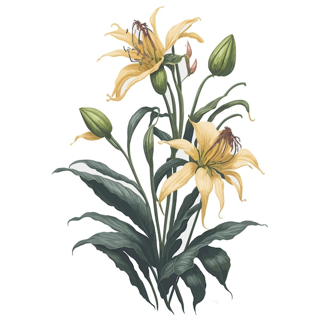 Watercolor Columbia Lily Clipart Floral Vector