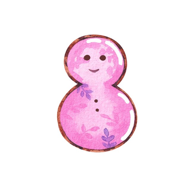 Watercolor cookies in the shape of a snowman