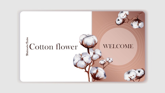 Vector watercolor of cotton flower website template vector