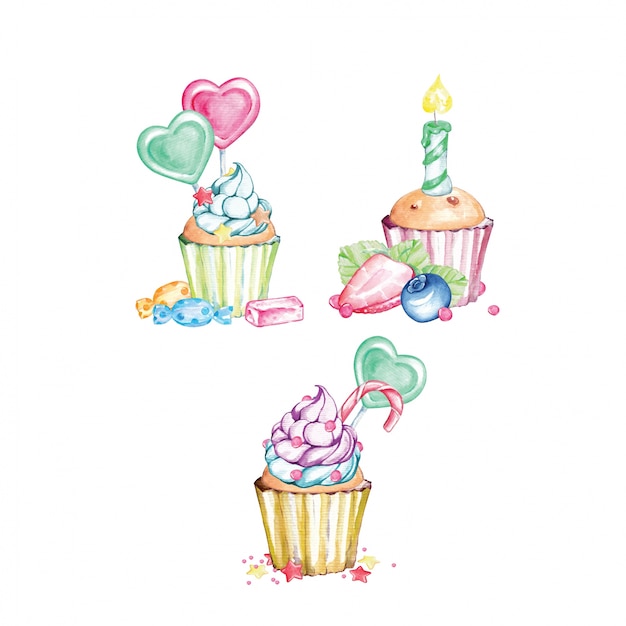 watercolor cupcake illustration