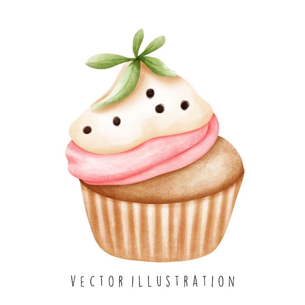 Watercolor cupcake