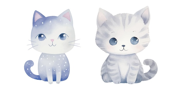 watercolor of cute cat vector illustration