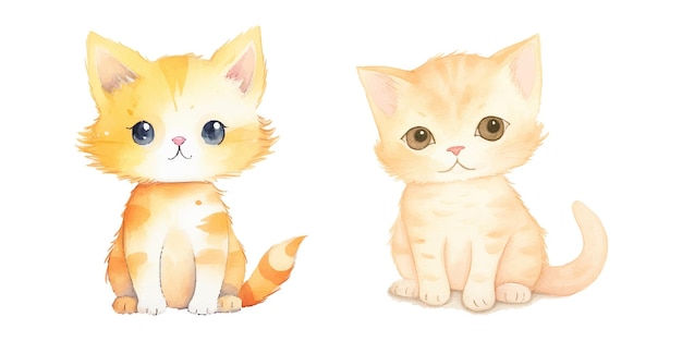 watercolor of cute cat vector illustration