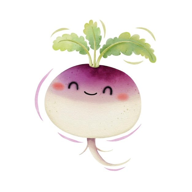 Watercolor cute parsnip cartoon character Vector illustration