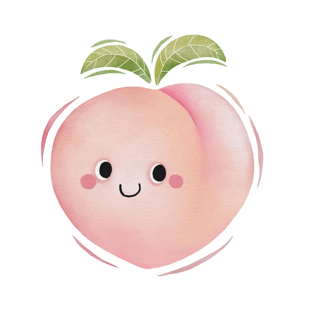 Watercolor cute peach cartoon character