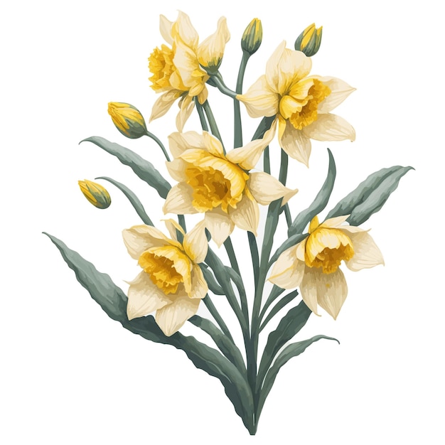 Watercolor Daffodil Cheerfulness Clipart