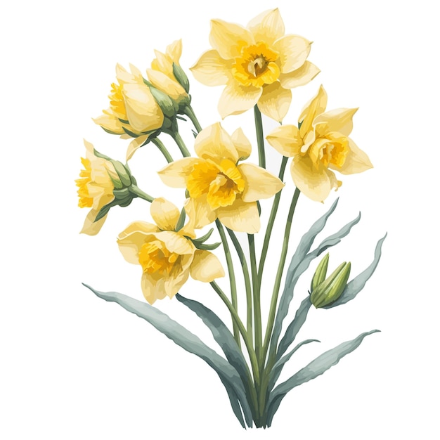 Watercolor Daffodil Cheerfulness Clipart