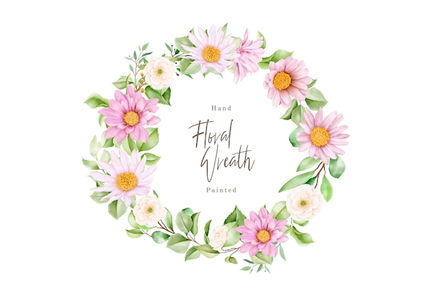 watercolor daisy floral wreath illustration