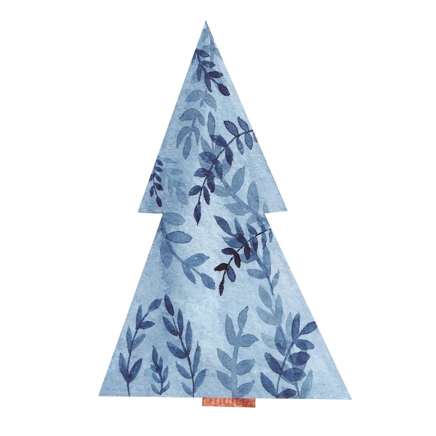 Watercolor decorative Christmas tree