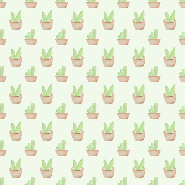 Watercolor Decorative Plants Seamless Pattern