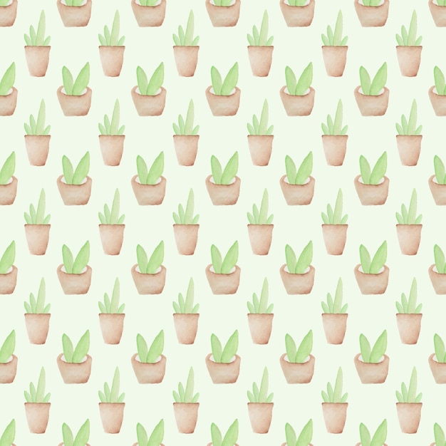 Watercolor Decorative Plants Seamless Pattern