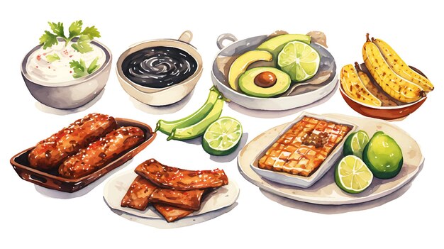 Vector watercolor delicious brazilian food