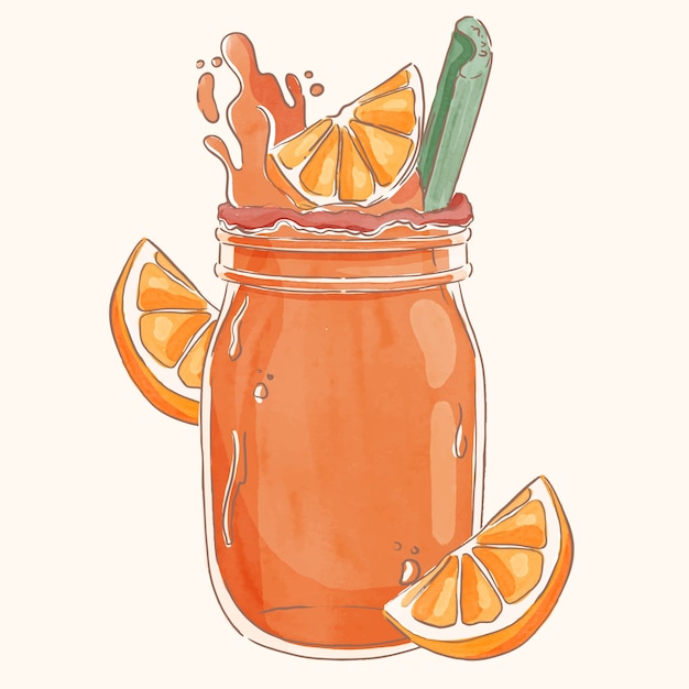 Watercolor delicious michelada illustration