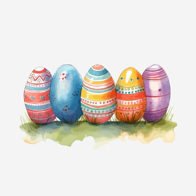 watercolor design painted egg collection for easter day