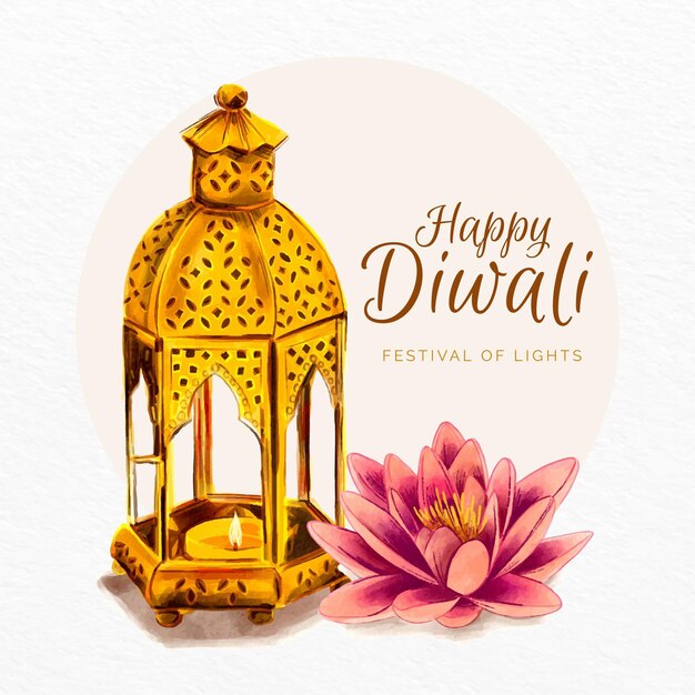 Watercolor diwali concept