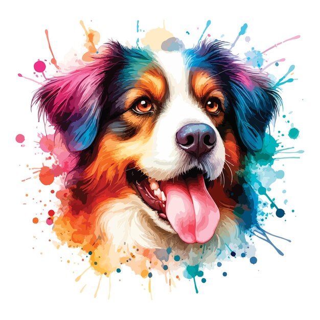 Vector watercolor dog head