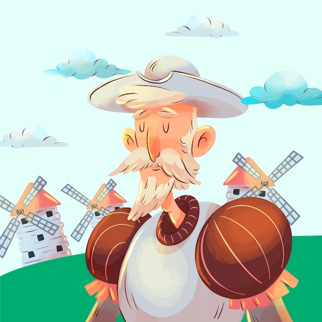 Vector watercolor don quixote illustration