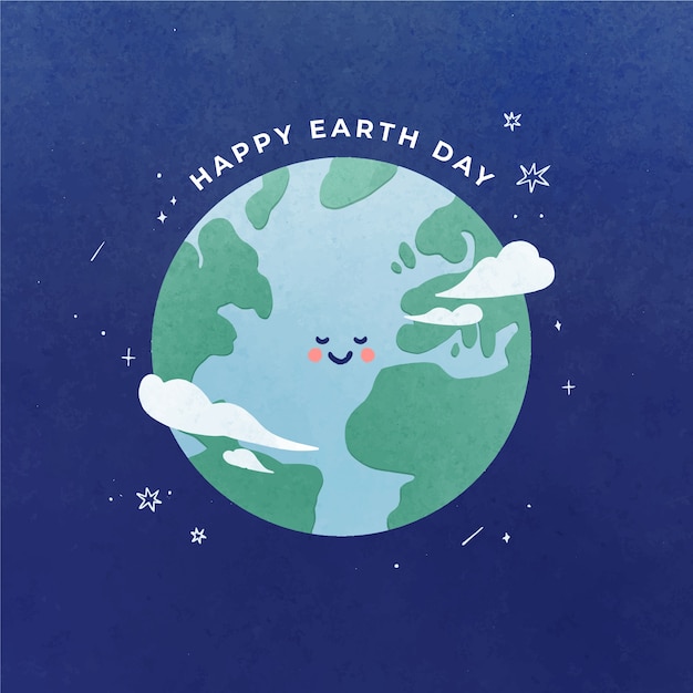 Watercolor earth day illustration