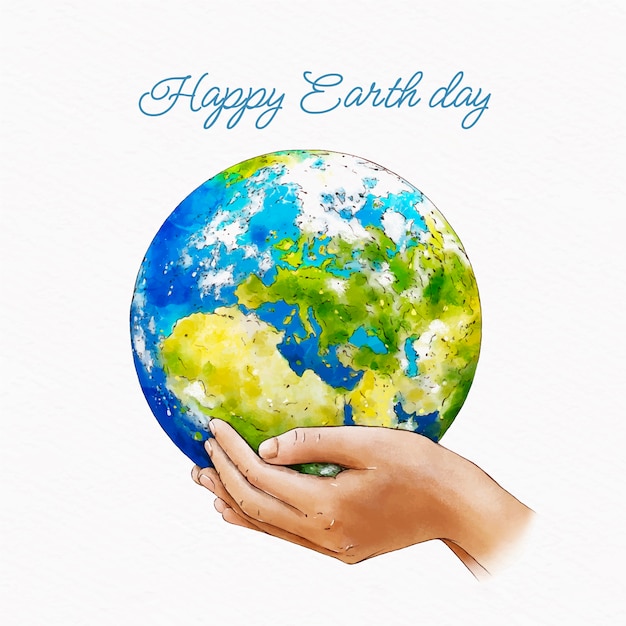 Watercolor earth day illustration