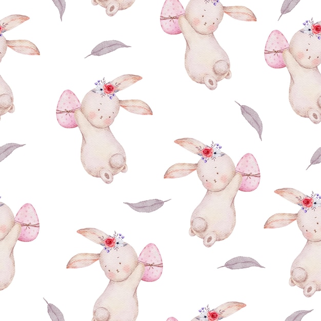 watercolor Easter Bunny seamless pattern