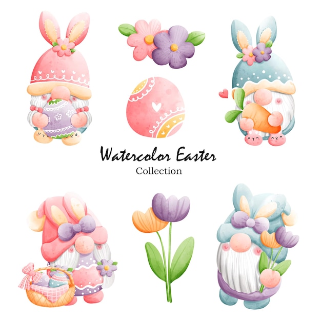 Watercolor Easter Happy Easter Happy Spring Vector illustration