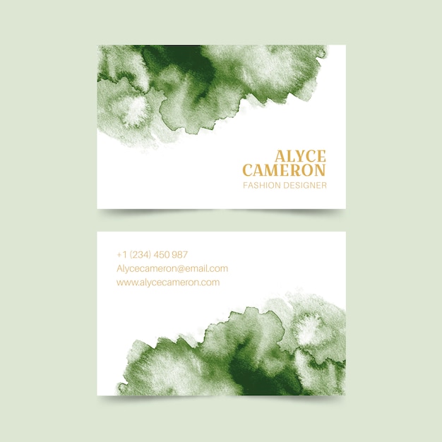 Watercolor Esmerald Wash Business Card