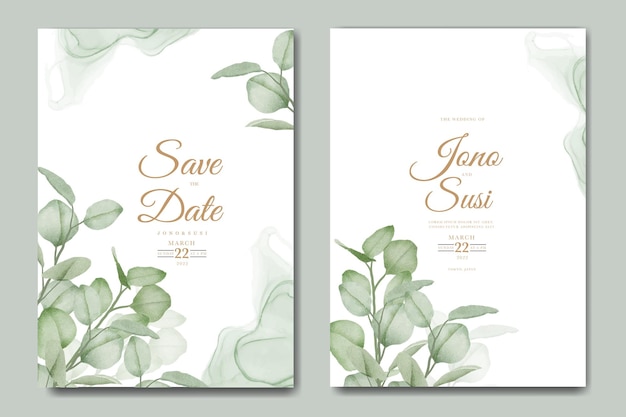 Watercolor eucalyptus wedding invitation card set