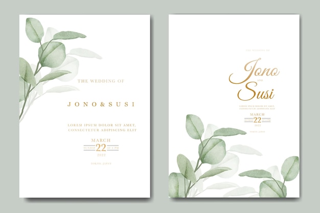 Watercolor eucalyptus wedding invitation card set