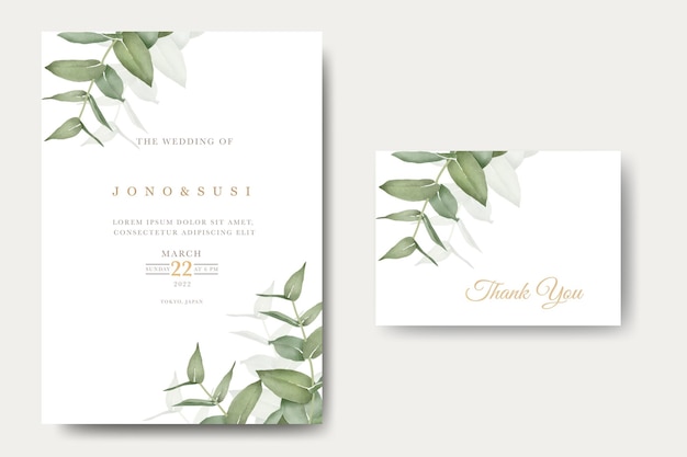 Watercolor eucalyptus wedding invitation card