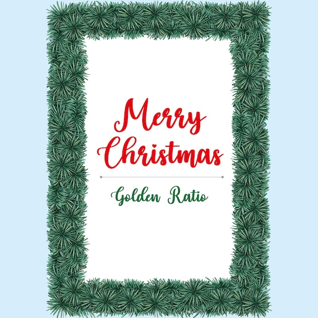 Watercolor evergreen golden ratio christmas frame