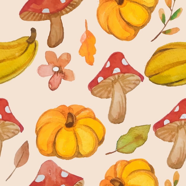 watercolor fall animals pattern