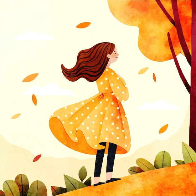 Watercolor fall illustration