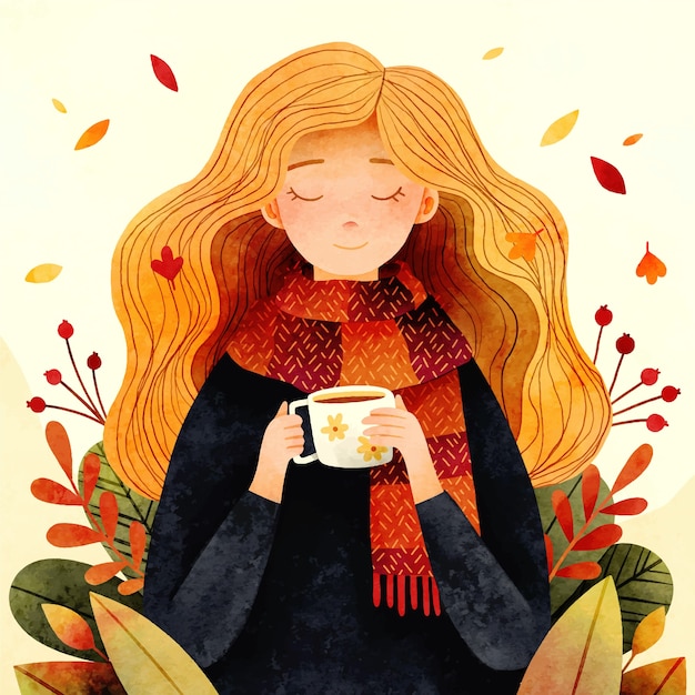 Watercolor fall illustration