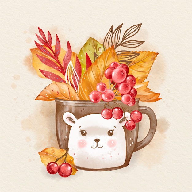 Watercolor fall illustration