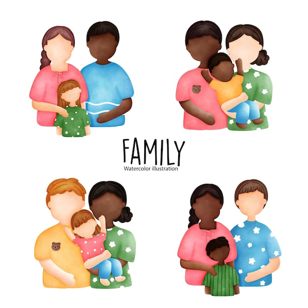 Watercolor family, parent. Vector illustration