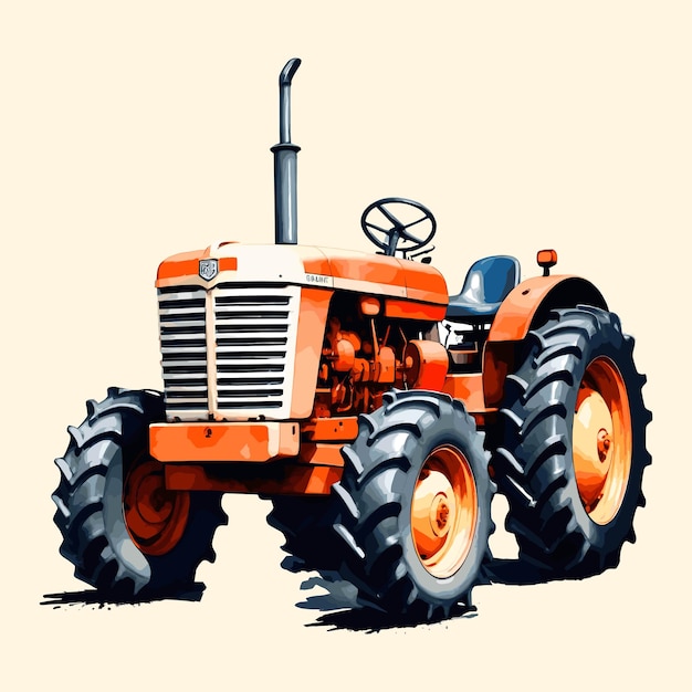 Watercolor Farm Tractor Illustration Painting