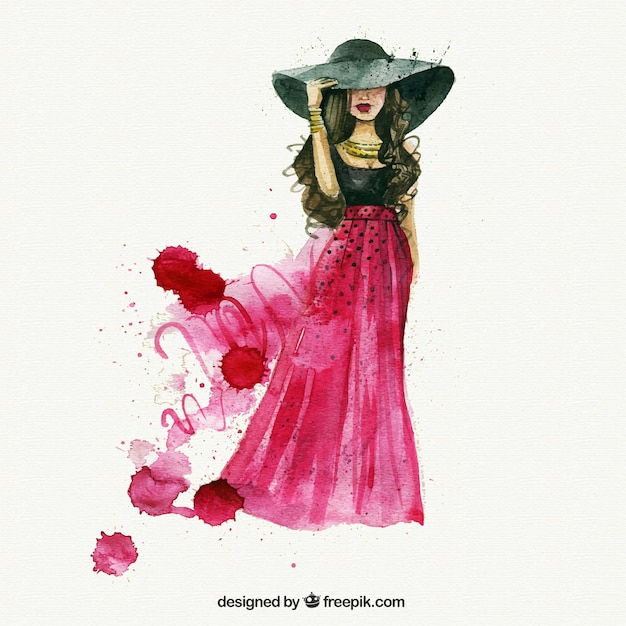 Vector watercolor fashion woman