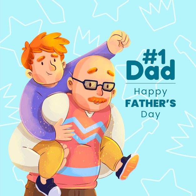 Watercolor father's day illustration