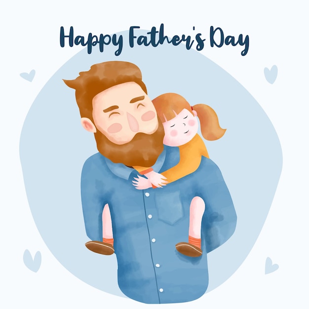 Watercolor fathers day illustration