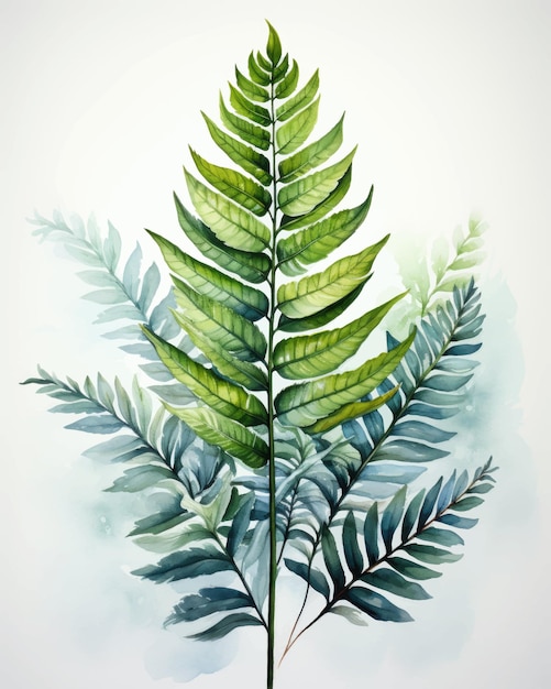 Watercolor Fern on White Background Minimalist Poster