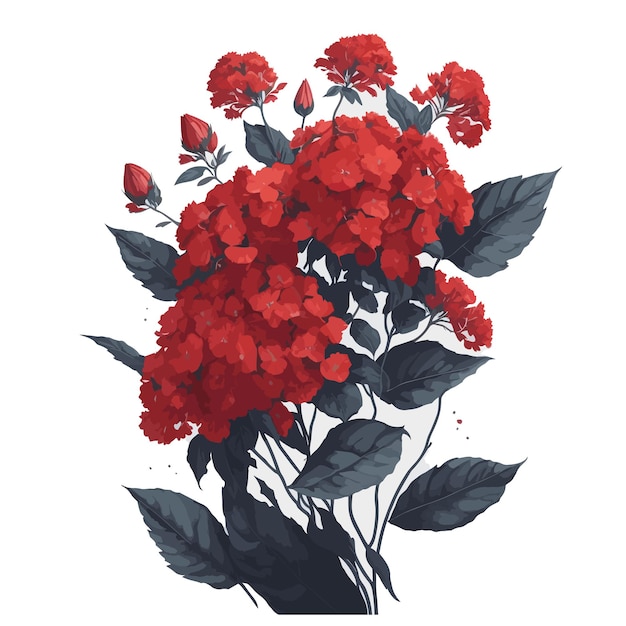 Watercolor fire light hydrangea red vector clipart floral