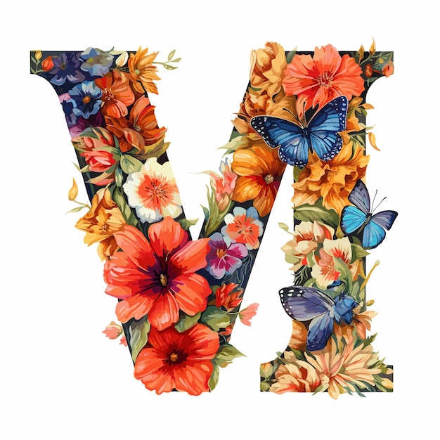 watercolor floral alphabet tropical flowers illustration realistic floral alphabet