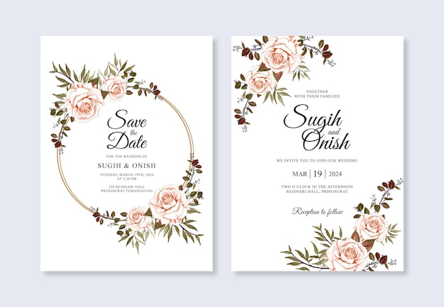 Watercolor floral for beautiful wedding invitation template