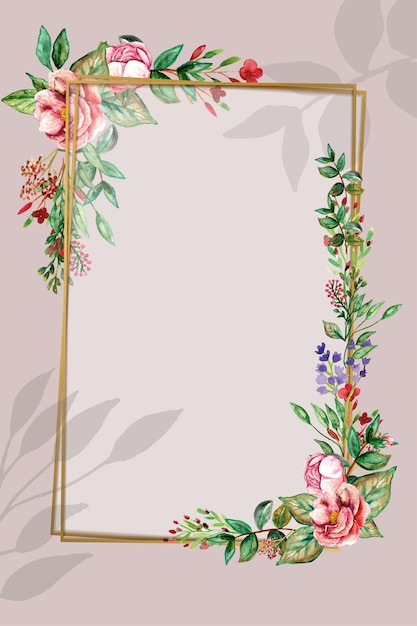 Watercolor floral border background template frame