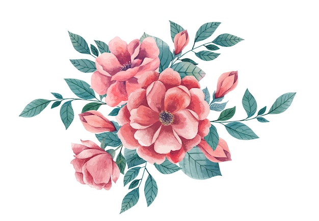 Watercolor floral bouquet isolated illustration