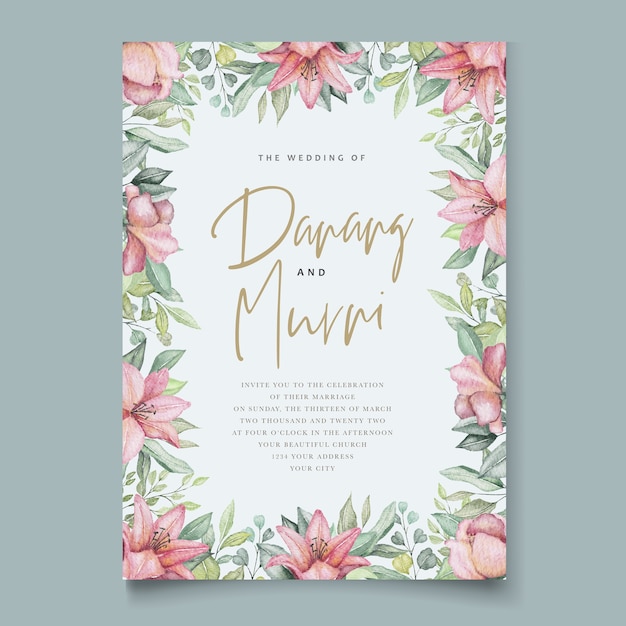 Watercolor floral element wedding card set