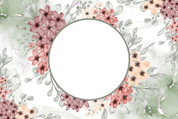 Watercolor floral frame background of flower small with white space